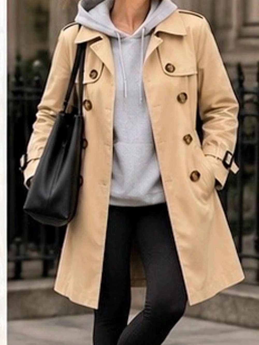 This is your J.Crew Women's Beige Double-Breasted Trench Coat, a classic tailore